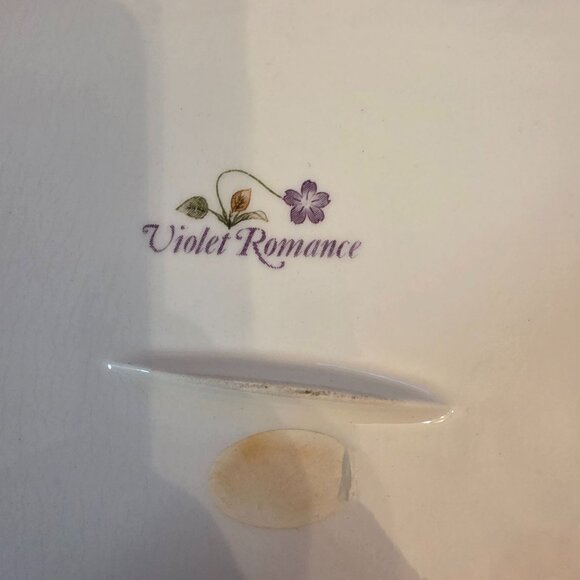 Andrea Sadek Violet Romance Floral Ceramic Cake Dish & Server Set - Picture 7 of 7